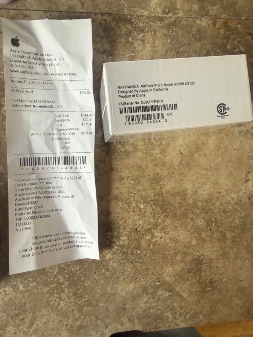 Apple AirPods Pro 3 White Box with Receipt